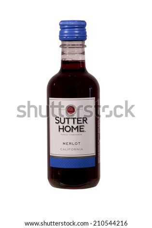 SPENCER , WISCONSIN Aug. 11 , 2014:  bottle of Sutter Home Merlot Wine. Sutter Home Winery was established in 1890 and is the largest family owned winery in the United States