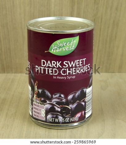 SPENCER , WISCONSIN, March, 12, 2015   Can of Sweet Harvest Dark Sweet Cherries. Sweet Harvest was founded in 1923
