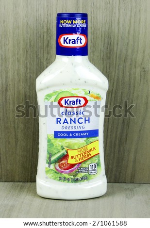 SPENCER , WISCONSIN, April, 20, 2015   Bottle of Kraft Classic Ranch Dressing, Kraft dressing is a product of Kraft Foods Group inc.