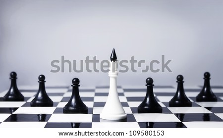 Teamwork concept in chess, providing leadership and association