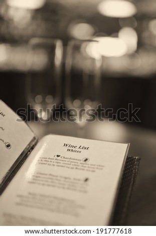 A shot of a romantic wine menu