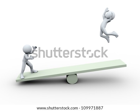 3d Illustration Of Man With Seesaw. 3d Rendering Of Human Character ...