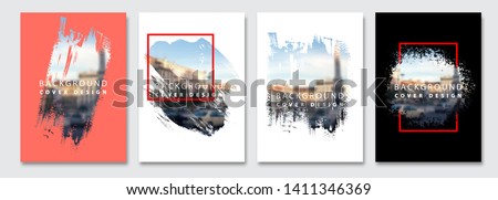 Vector paint brush clipping masks for flyer, presentation, brochure, banner, poster design. City blur background.