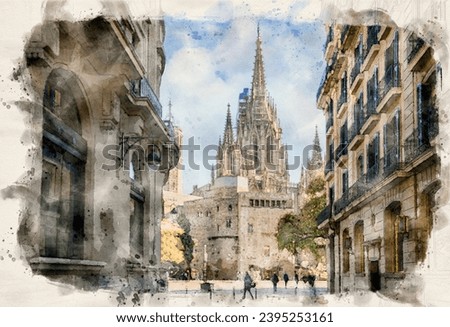 Similar – Image, Stock Photo Barcelona Cathedral, Saint Eulalia Exterior Details