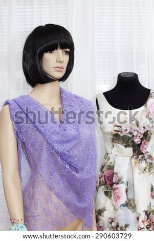 Plastic female  mannequins woman  in a design studio.
