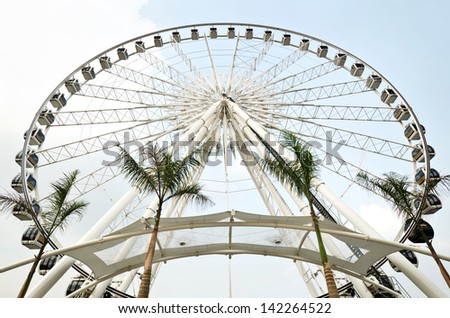 Big ferris wheel against  blue sky