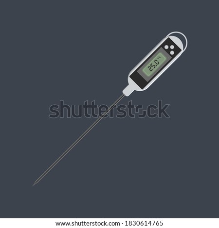 Vector illustration of a culinary electronic thermometer for measuring product temperature.