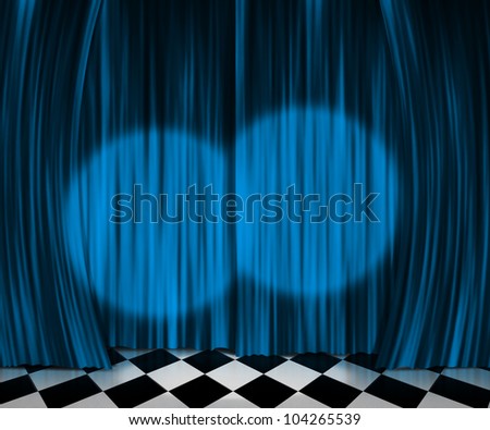 Blue Curtain Spotlight Stage Background
