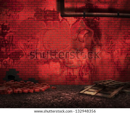 Red Grunge Brick Backyard Background