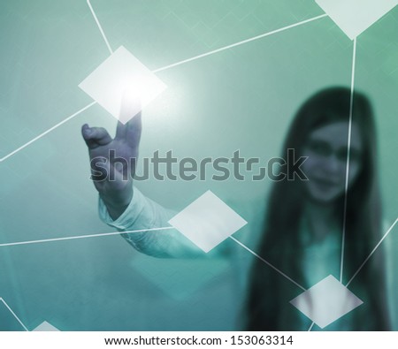 Girl Using Touch Screen Network