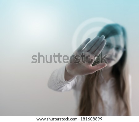 Businesswoman Using Touch Screen