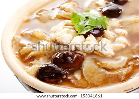 shark fin soup, Chinese food, white background