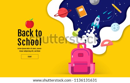 back to school sale banner, poster, flat design colorful, vector