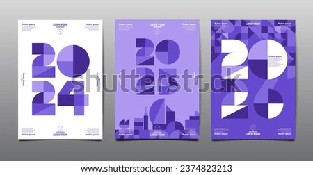 Annual Report, template layout design  2024, 2025, 2026 typography,  geometric shape
, flat design background.