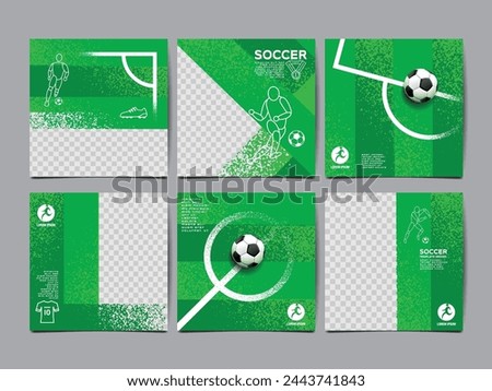 Soccer bannerTemplate set , Football banner, Square , Sport layout design, vector ,social template background