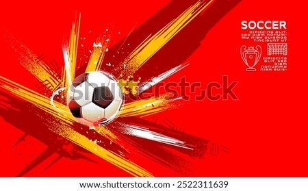 soccer banner template , Spain flag, Brush texture grunge, football cup, illustration vector