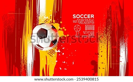 soccer banner template , Spain flag, Brush texture grunge, football cup, illustration vector