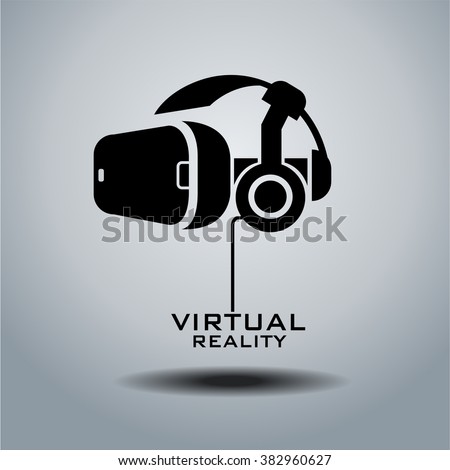 Virtual reality headset icon, flat design, vector,  icon, design, black & white, VR 