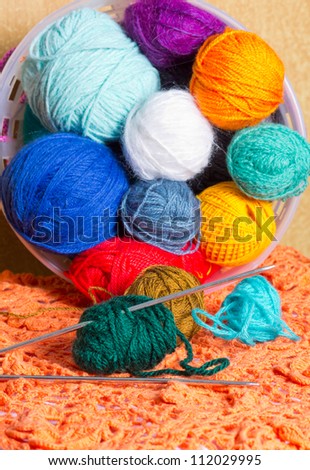 Woolen thread and knitting needle