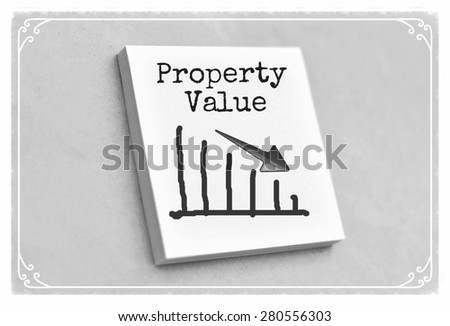 Vintage style text property value on the graph goes down on the short note texture background