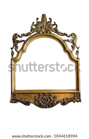 Very old rustic golden frame isolate on white background 商業照片 © 