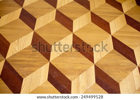 old palace wooden parquet flooring design with volume cubes illusion