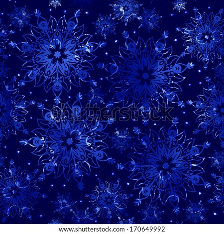 Glowing blue pattern. Seamless dark blue background.