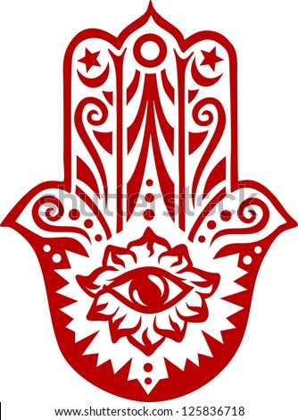 Hamsa hand - vector image / Hand of Fatima / protection amulet, symbol of strength and happiness