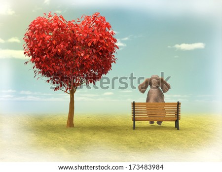 Elephant and Heart Shaped Tree