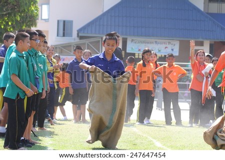 BANGKOK, THAILAND - Jan 9, 2015 : students tug of war competition. Competition in Primary School.