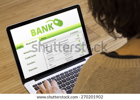 banking online concept: bank sofware on a laptop screen