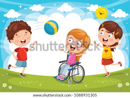 Vector Illustration Of Disabled Kid
