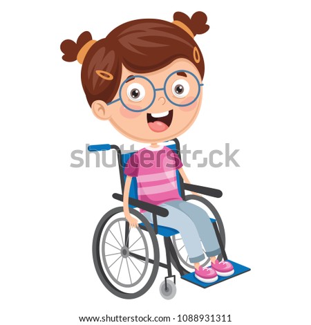 Vector Illustration Of Disabled Kid