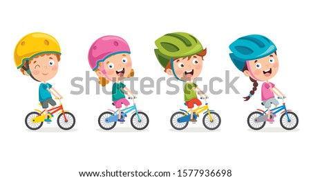 Similar – Image, Stock Photo Little boy riding bike in park