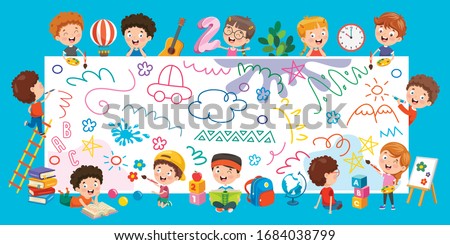 Similar – Image, Stock Photo Kid drawing on canvas at home