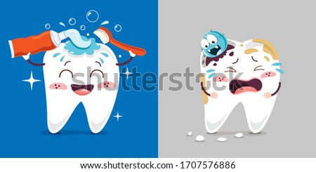 Teeth Health Care Concept With Cartoon Characters Stock foto © 