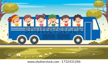 Cartoon Characters Travelling With Vehicle 