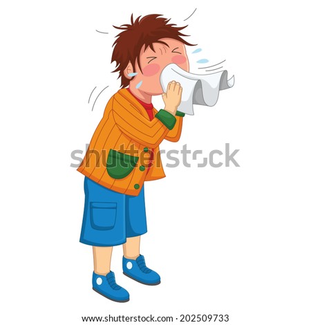 Kid Sneeze Vector Illustration - 202509733 : Shutterstock