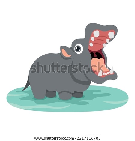 Cartoon Illustration Of A Hippo