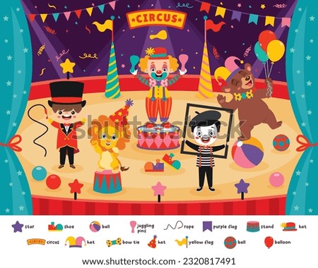 Circus Scene With Cartoon Characters