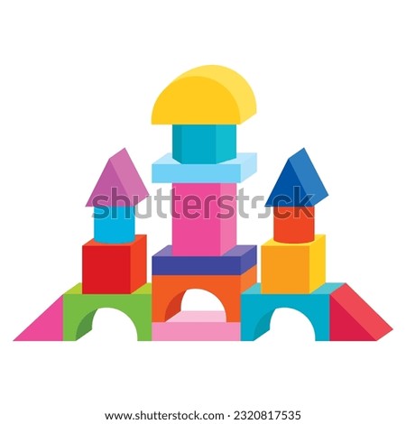 Colorful Flat Building Game Blocks