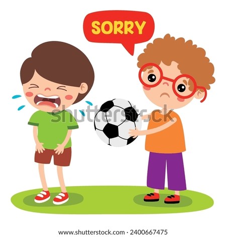 Cartoon Little Kid Saying Sorry