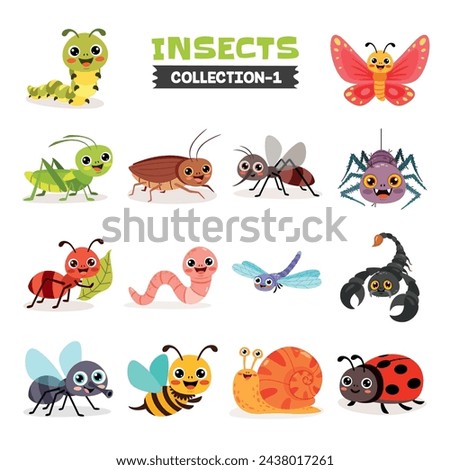 Set Of Various Cartoon Insects