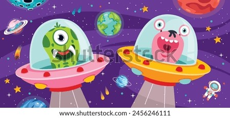 Cartoon Illustration Of A Spaceship