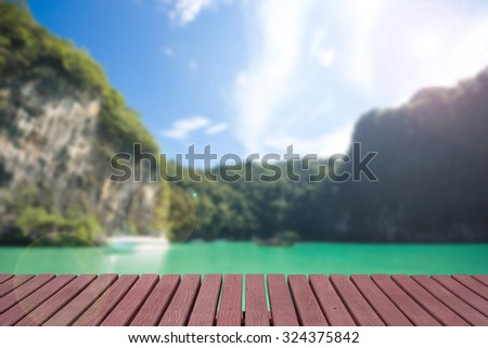 Close up wooden walk path with Thailand nature background