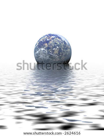 Abstract Computer generated Planetary image on body of water