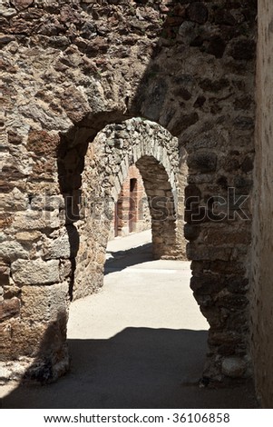Arch in Fort Lib?ria, Ch?teau Villefranche-de-Conflent Photo stock © 