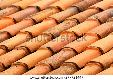 Red tile. Background of construction material.