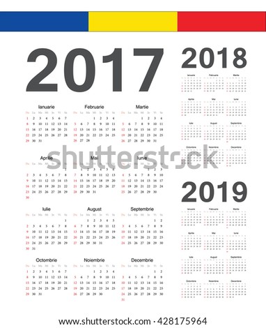 stock vector set of simple romanian year vector calendars week starts from sunday 428175964