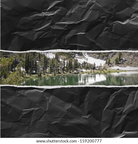 lake landscape creased paper hole